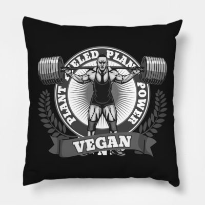 Plant Fueled Vegan Weightlifter Throw Pillow Official Weightlifter Merch