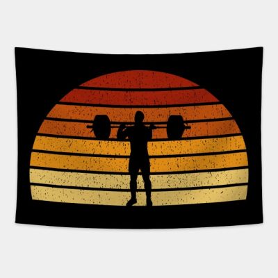 Vintage Sunset Weightlifting Gift For Weightlifter Tapestry Official Weightlifter Merch