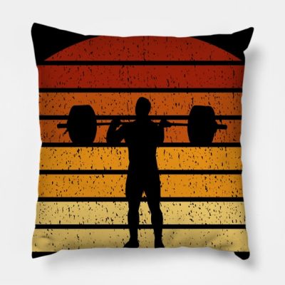 Vintage Sunset Weightlifting Gift For Weightlifter Throw Pillow Official Weightlifter Merch