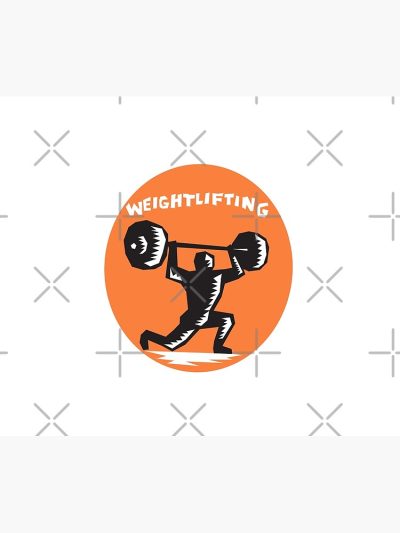 Weightlifter Lifting Weights Oval Woodcut Tapestry Official Weightlifter Merch