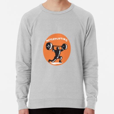 Weightlifter Lifting Weights Oval Woodcut Sweatshirt Official Weightlifter Merch