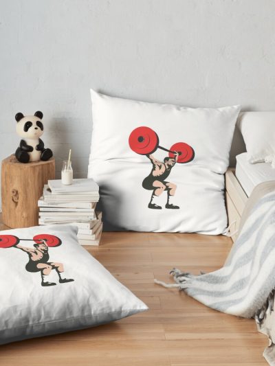 Weightlifter Lifting Weights Retro Throw Pillow Official Weightlifter Merch