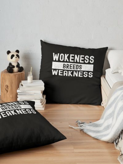 Wokeness Breeds Weakness Weightlifter Throw Pillow Official Weightlifter Merch