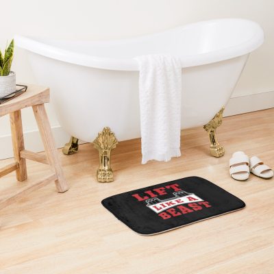 Lift Like A Beast Bodybuilder Weightlifter Gym Rat Lifestyle Bath Mat Official Weightlifter Merch