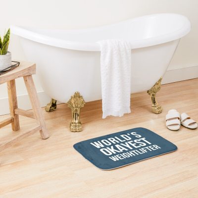 Worlds Okayest Weightlifter Bath Mat Official Weightlifter Merch