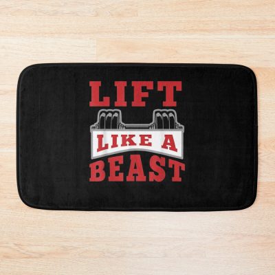 Lift Like A Beast Bodybuilder Weightlifter Gym Rat Lifestyle Bath Mat Official Weightlifter Merch