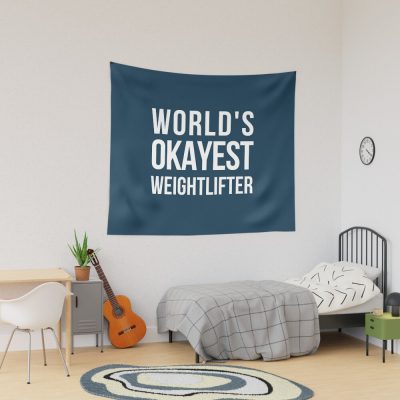 Worlds Okayest Weightlifter Tapestry Official Weightlifter Merch