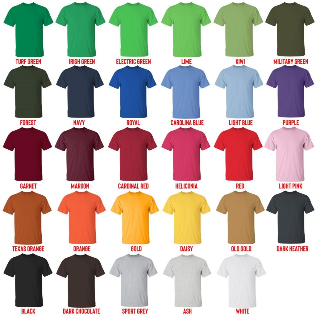 t shirt color chart - Weightlifter Gifts