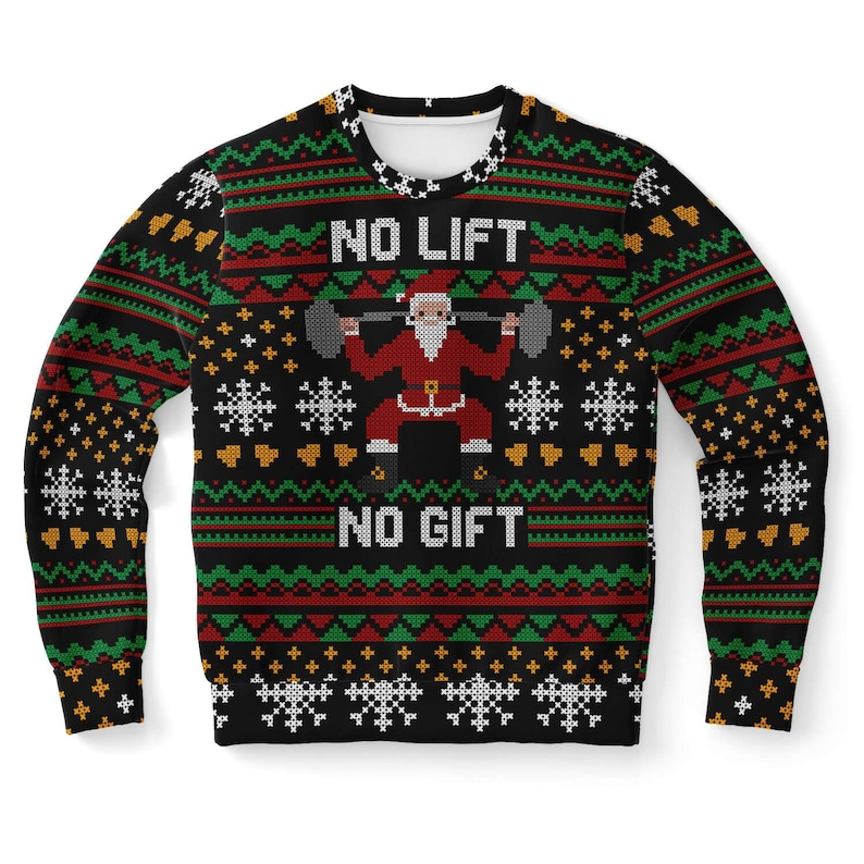 Funny Gym Lifting Christmas Sweatshirt, Ugly Christmas Sweater