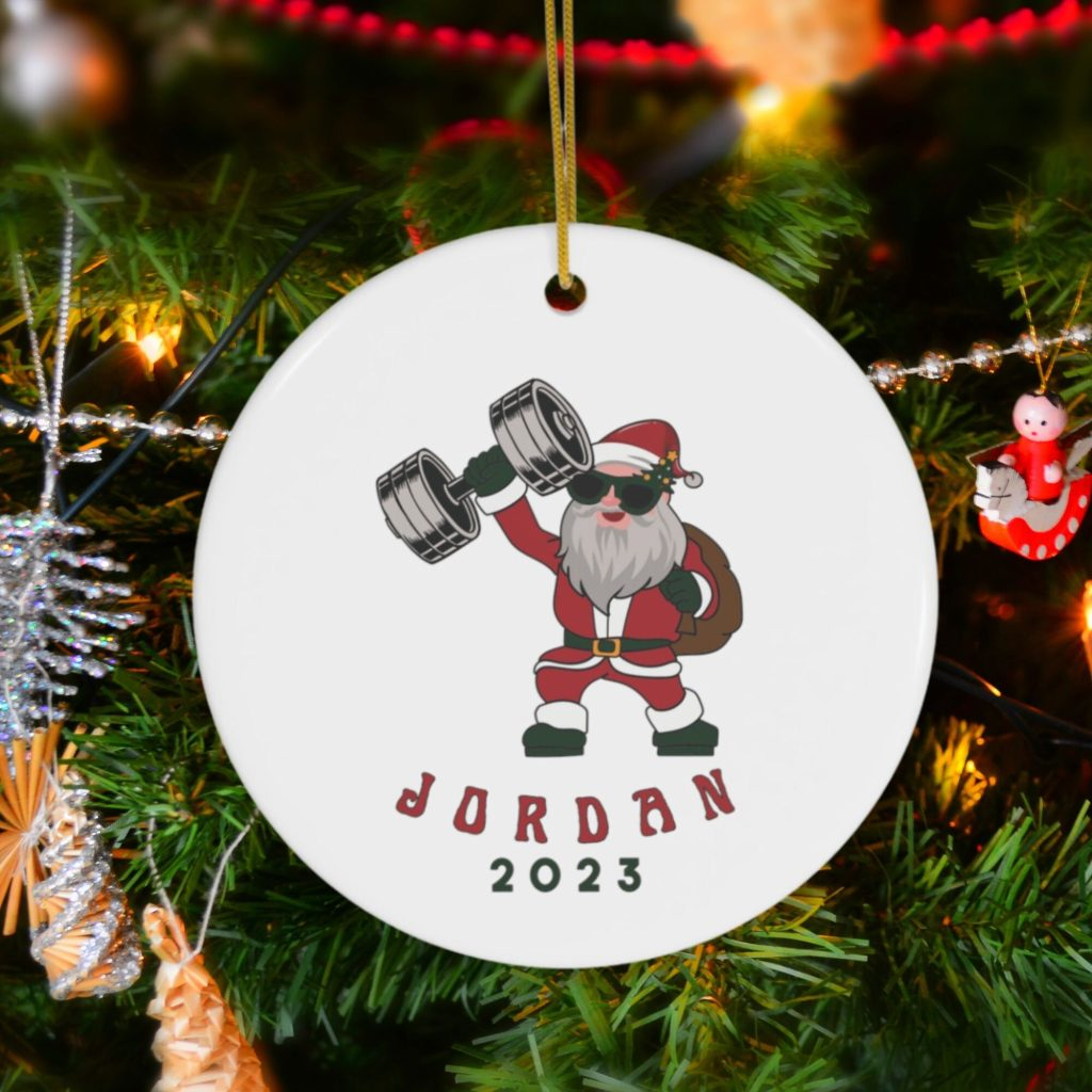 Personalized Weightlifting Ornament, Custom Funny Gym Ornament