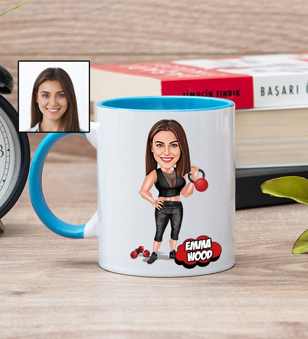 Custom Photo Weightlifter Cartoon Mug