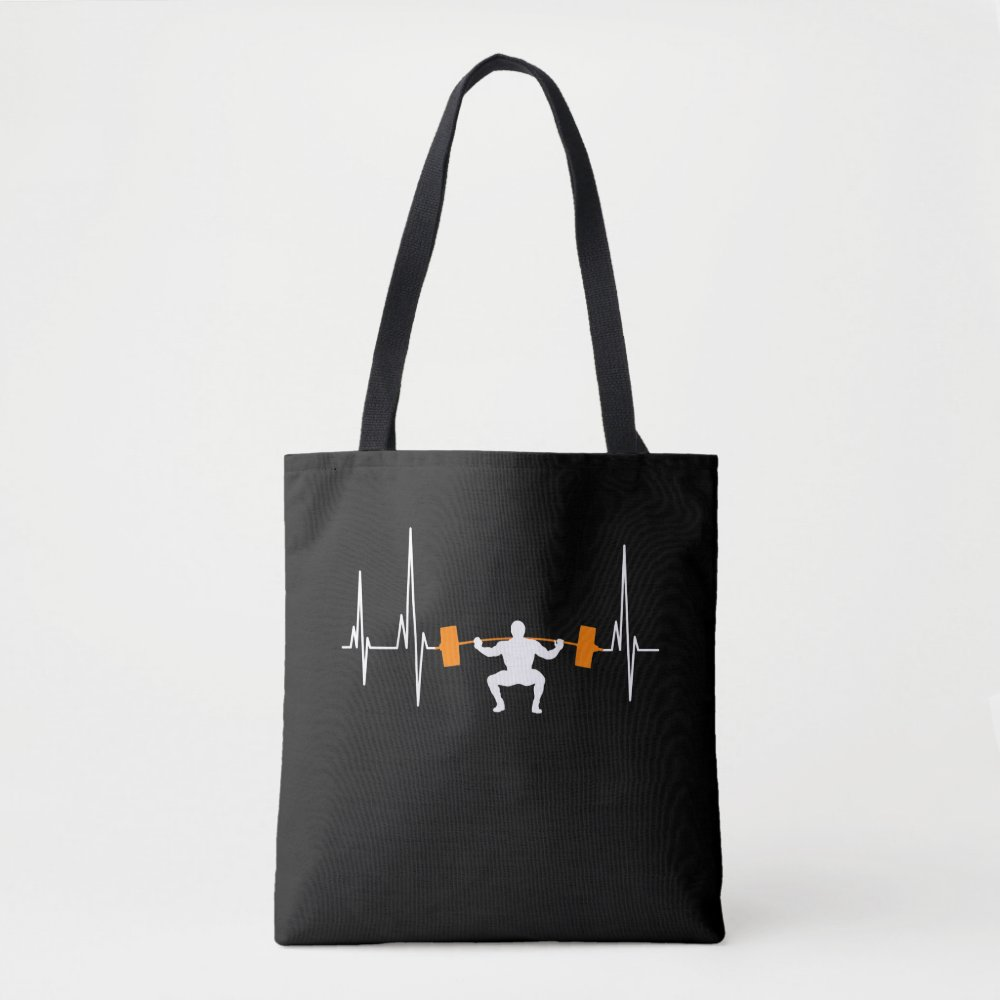 Barbell Weightlifting Heartbeat Bodybuilding Cool Tote Bag