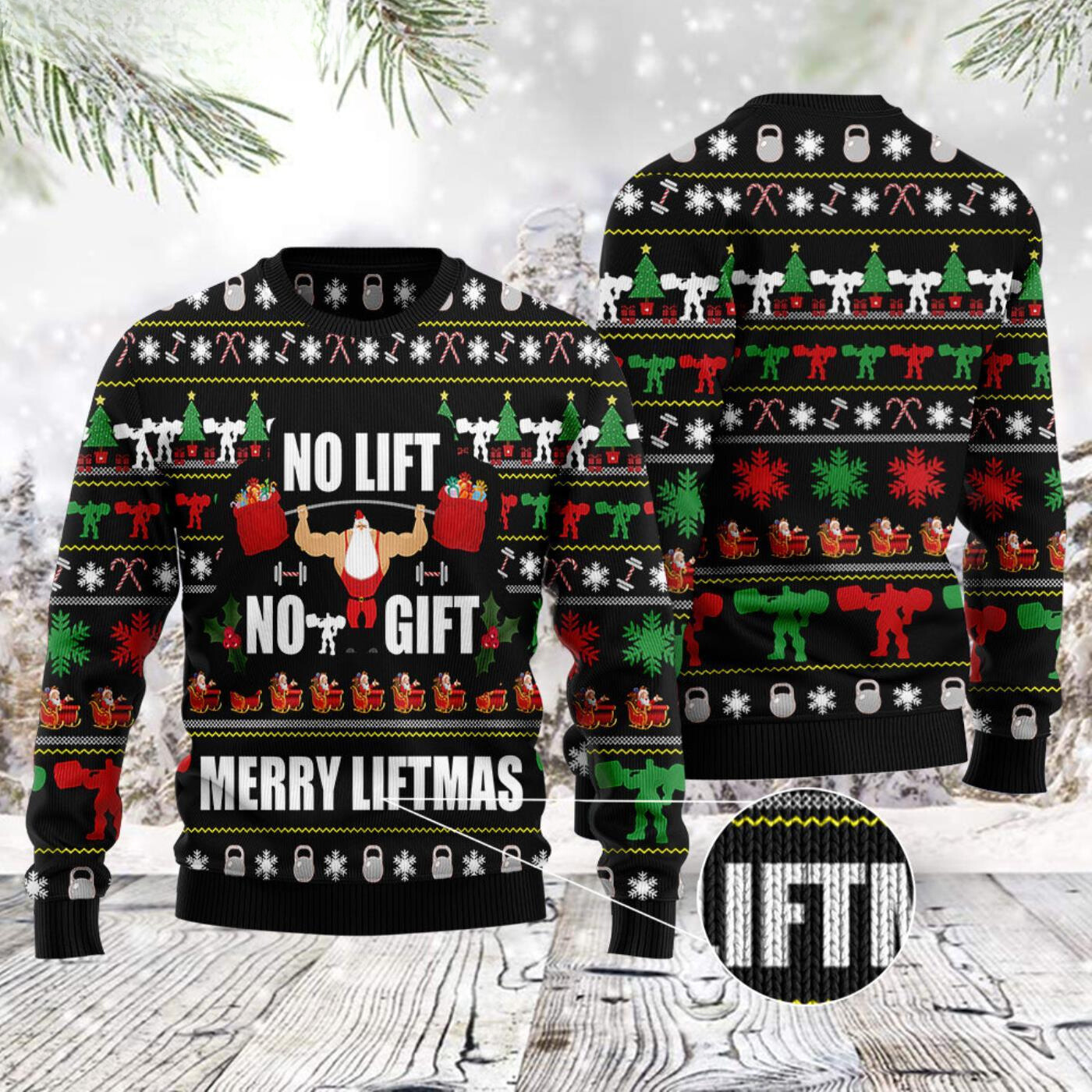 No Lift No Gift Weightlifting Christmas Ugly Sweater